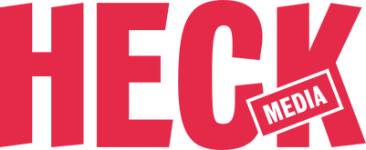 White word logo that reads Heck Media
